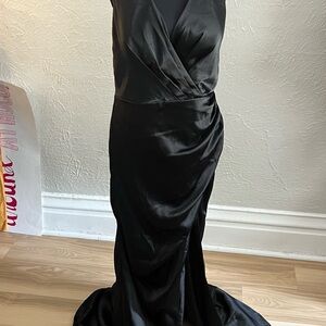 Elegant Black Satin Maxi Dress